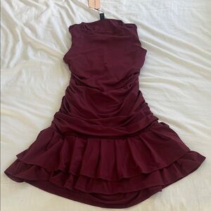 SHEIN Chic Wine Red Mini Dress